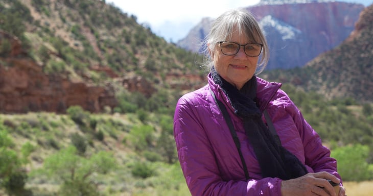 Happy senior woman outdoors in Utah