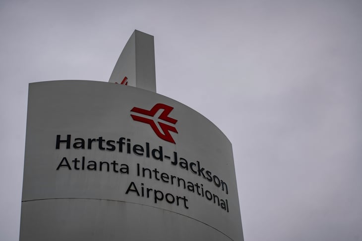 Atlanta, Georgia - February 4, 2020: Hartsfield-Jackson Atlanta International Airport (ATL) sign