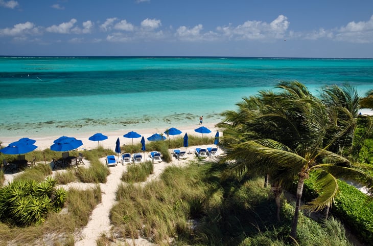 View of Beachfront on Grace Bay in Providenciales, Turks and Caicos