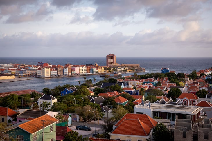 View of colorful buildings of downtown Willemstad, Curaçao, Netherlands Antilles