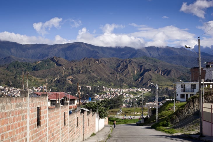 Loja Ecuador, view with Andes mountains, and blue sky
