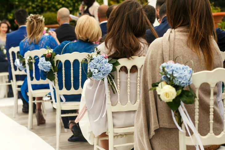 Guests at a wedding ceremony