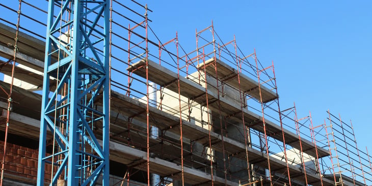 Construction site scaffolding