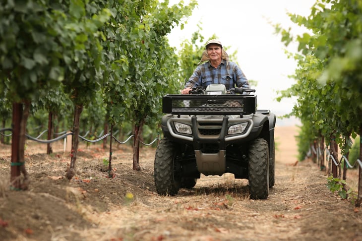California farmer on a tractor