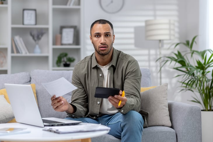 Man worried about his finances and a recession