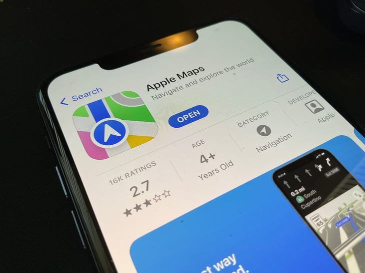 Apple Maps app on an iPhone