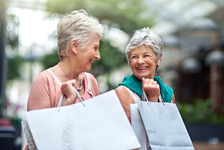 Senior friends shopping