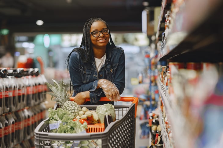 Woman grocery shopping