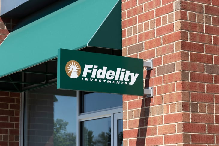 Fidelity Investments sign, logo.