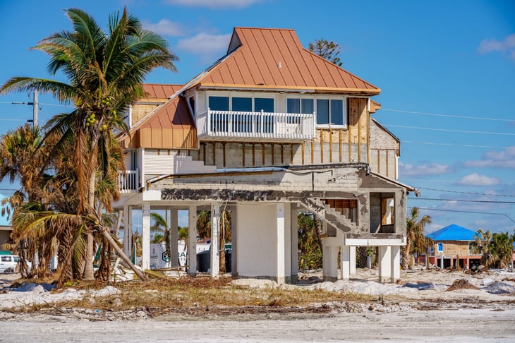 Home in Fort Myers, Florida, damaged by Hurricane Ian.