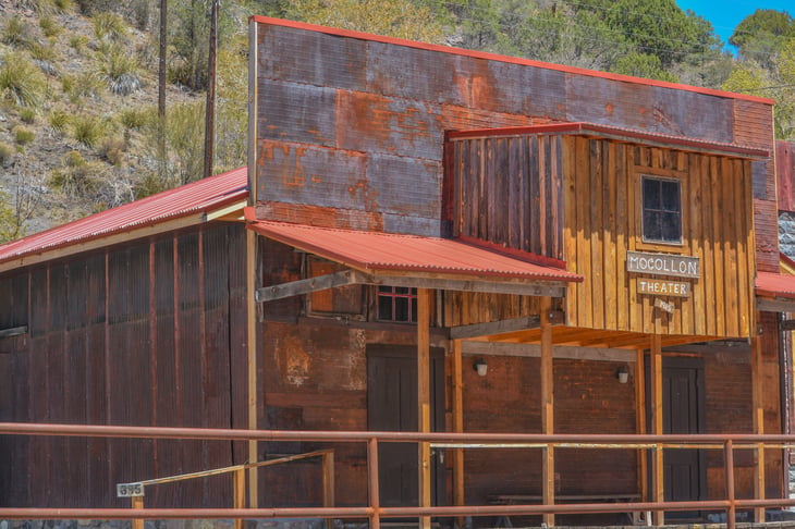 Mogollon Theater in ghost town in Catron County, New Mexico