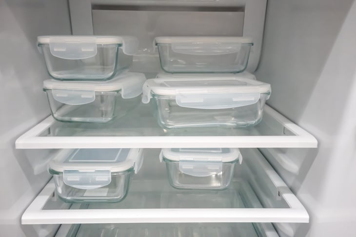Glass containers in fridge