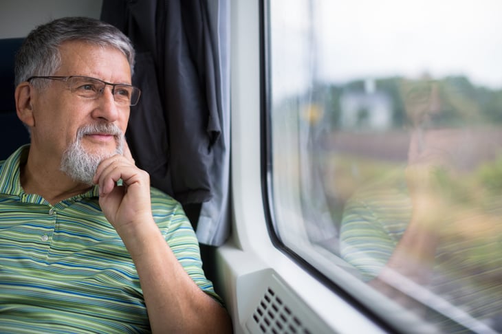 older man on train