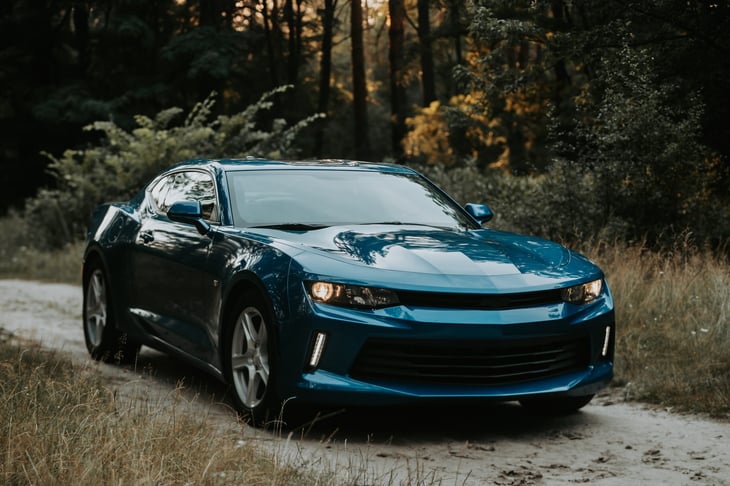 Blue Chevrolet Camaro circa 2020
