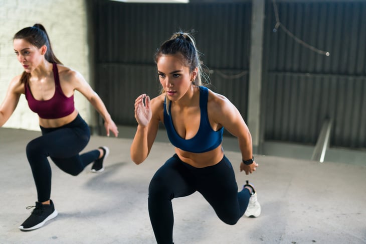 Woman engaged in high-intensity interval training