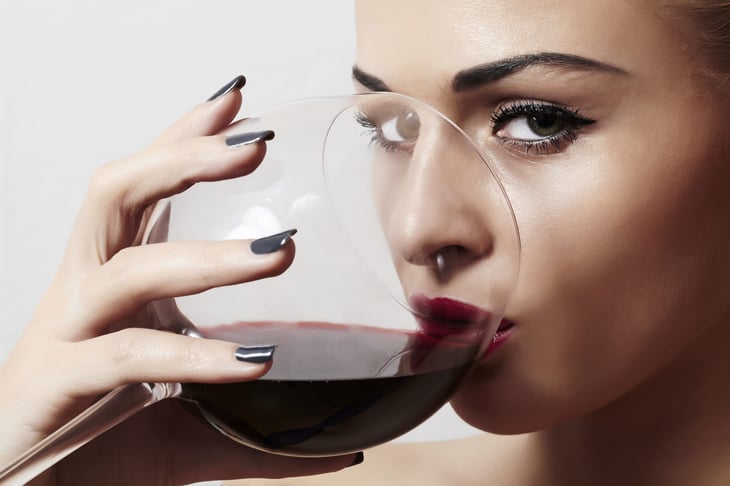 Woman drinking wine