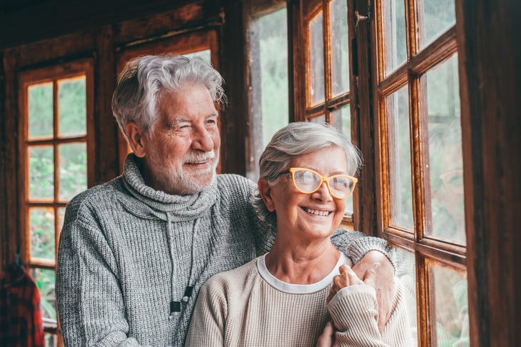 Retired couple in their second home