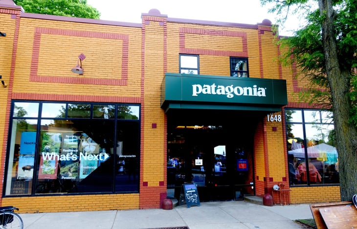 The Patagonia Store on Grand Avenue selling outdoor clothing on the route of the Grand Old Day walk in St. Paul, Minnesota.