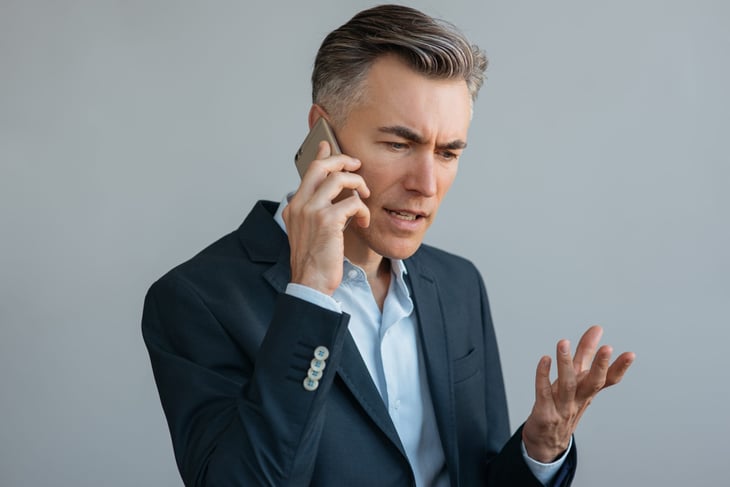 Frustrated businessman or bank lender