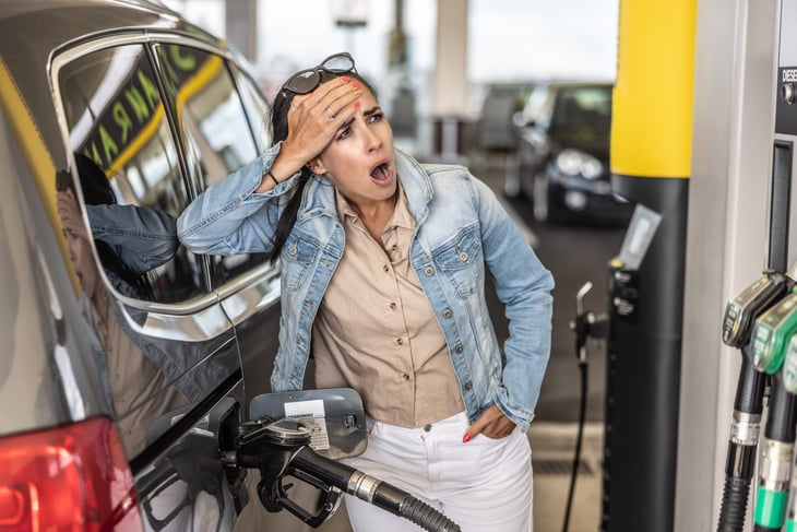 Woman shocked by high gas prices