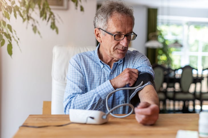 Man checking his blood pressure