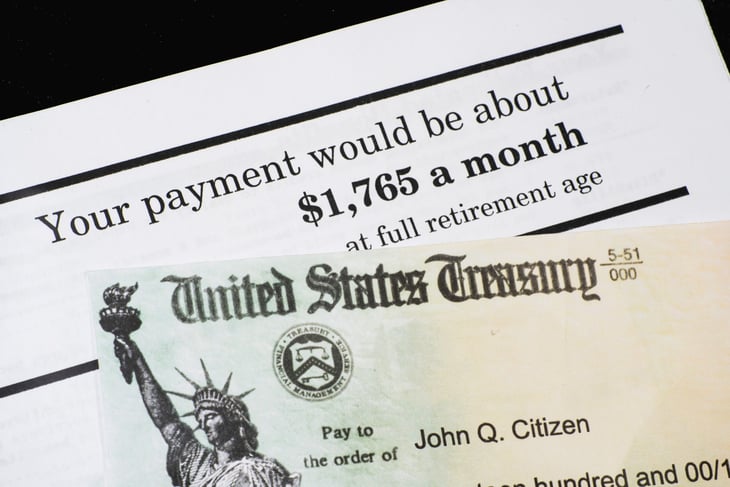 Social Security statement and check