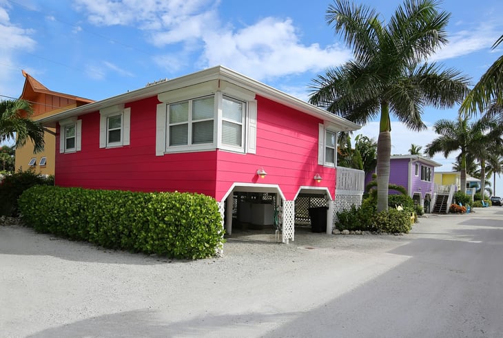 Colorful homes on Fort Myers Beach, Florida