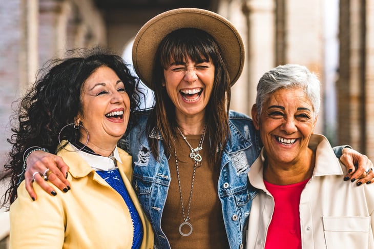 senior women having fun abroad