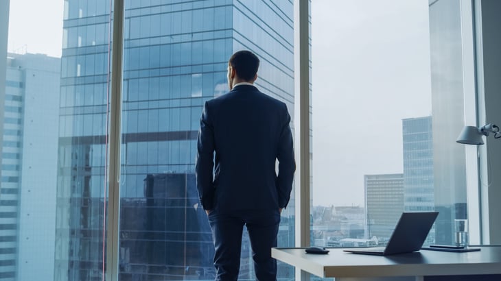 CEO staring out window