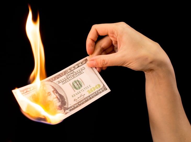 Money on fire