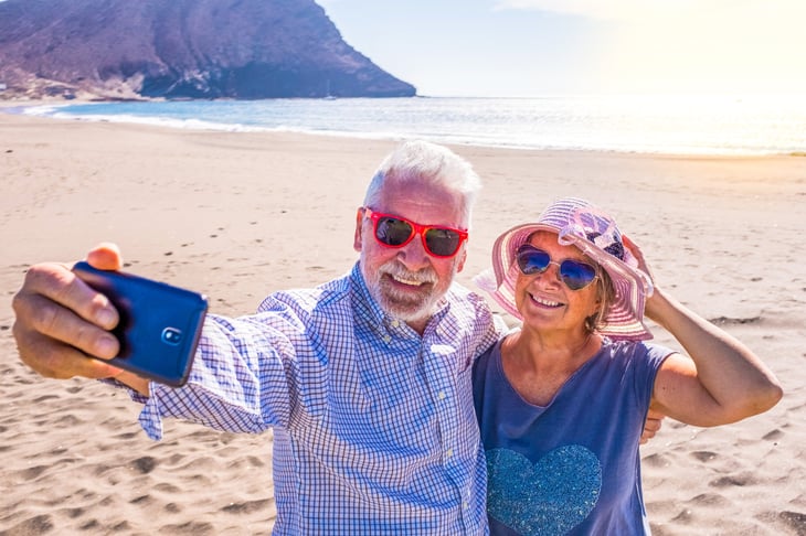 Happy Retirees on a beach