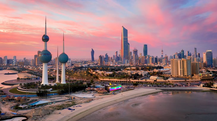City skyline of Kuwait City, Kuwait.