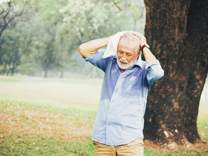 Man sweating excessively