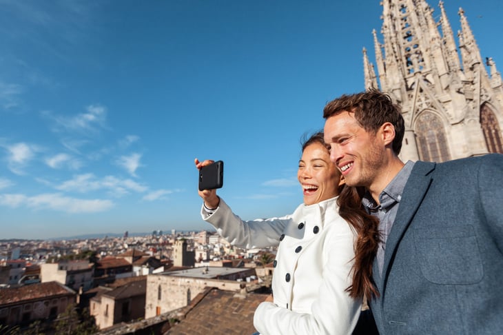 Happy couple in Barcelona
