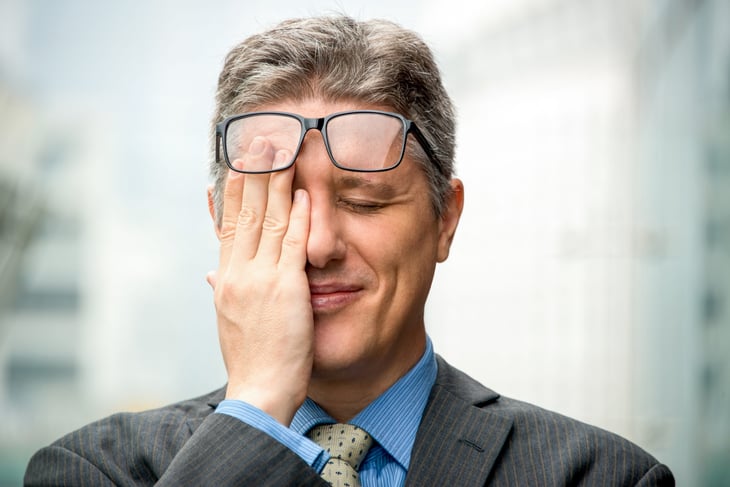 Embarrassed businessman