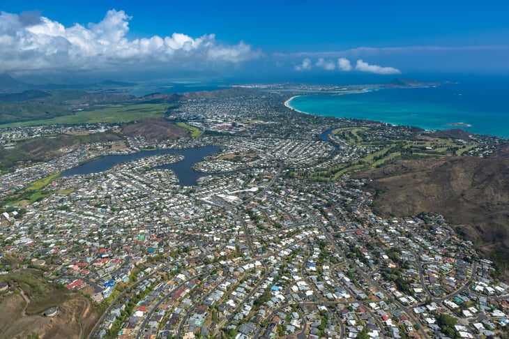 Homes in a residential community near Pearl City, Hawaii