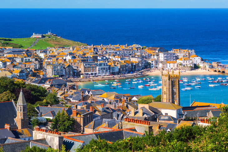 The town of St. Ives in Cornwall, England, United Kingdom