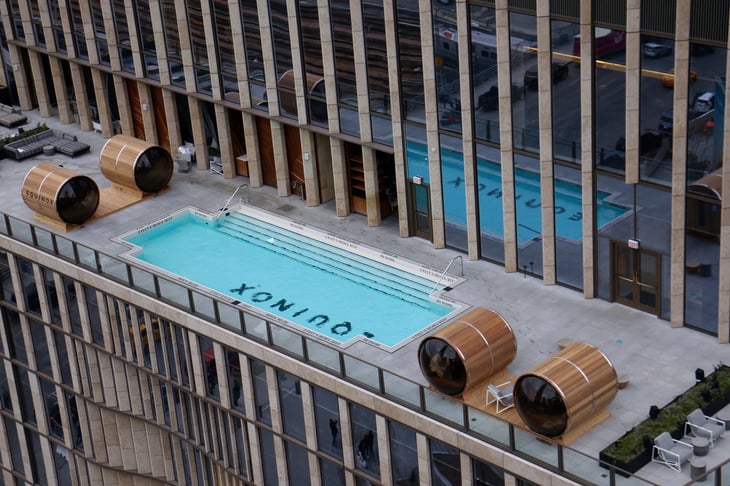 swimming pool on roof of The Equinox Hotel in New York City