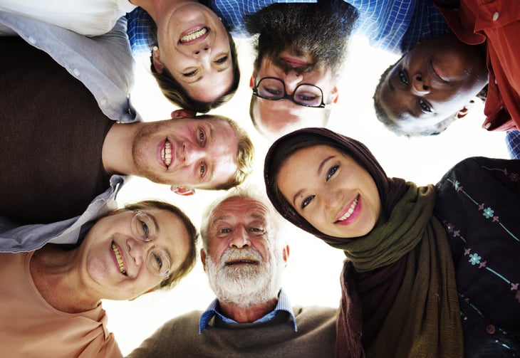 Smiling people of different generations