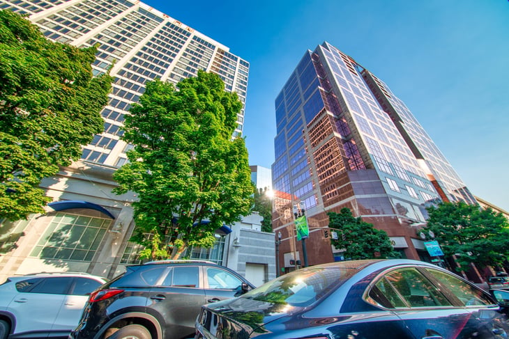 Cars in downtown Portland, Oregon