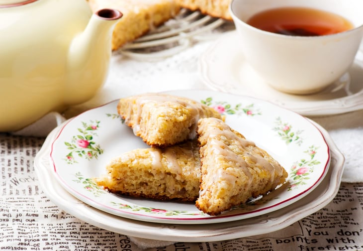 Banana Scones with Cinnamon Cream Cheese Glaze