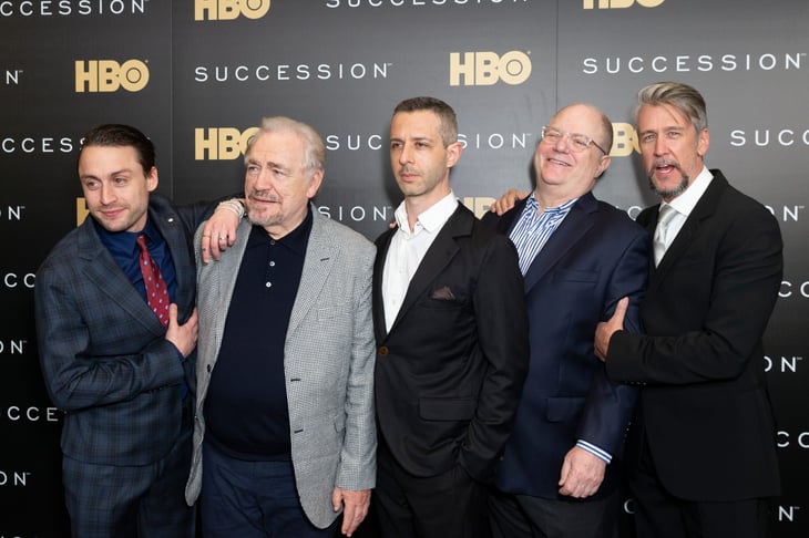 Kieran Culkin, Brian Cox, Jeremy Strong, Frank Rich, Alan Ruck attend HBO drama Succession premiere at Time Warner Center