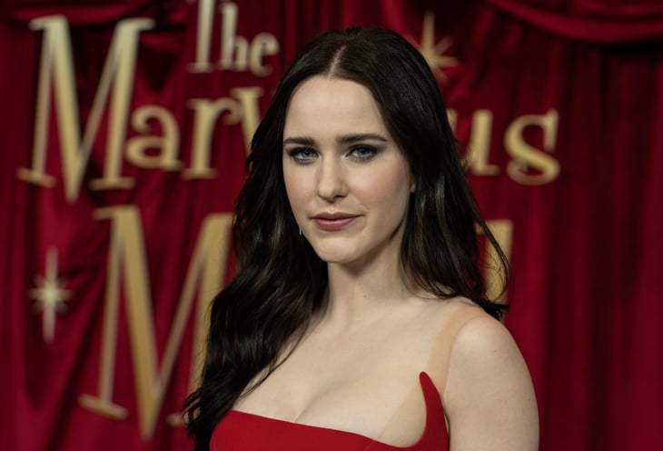 Rachel Brosnahan wearing dress by Georges Hobeika attends Amazon Prime Video's "The Marvelous Mrs. Maisel" Season 5 Premiere at The Standard Highline in New York on April 11, 2023