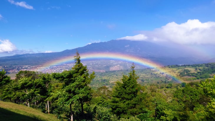Rainbow in the mountains. Volcano Barú, Boquete. Panama.