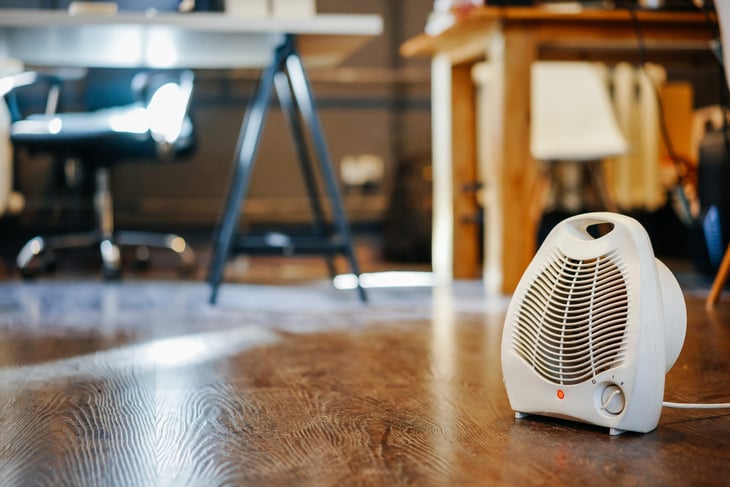 space heater in a home office.