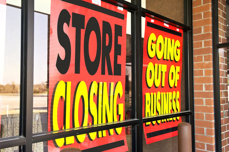 Store closing and going out of business signs
