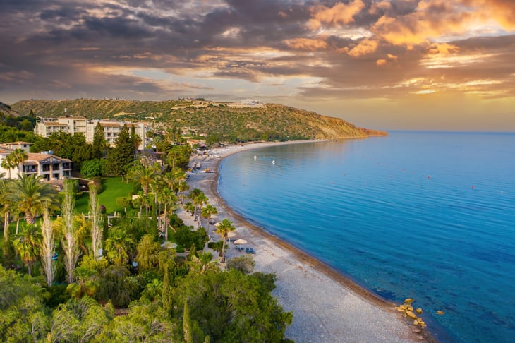 Pissouri in Cyprus. Cyprus island beach view