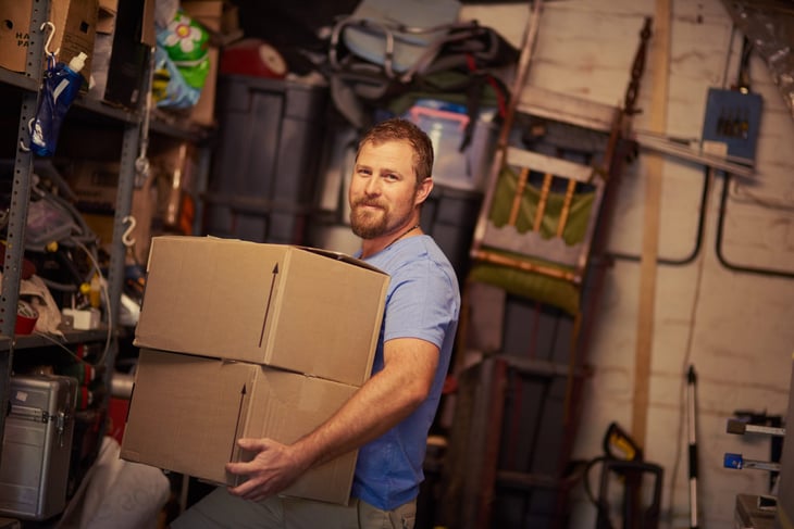 Man moving boxes