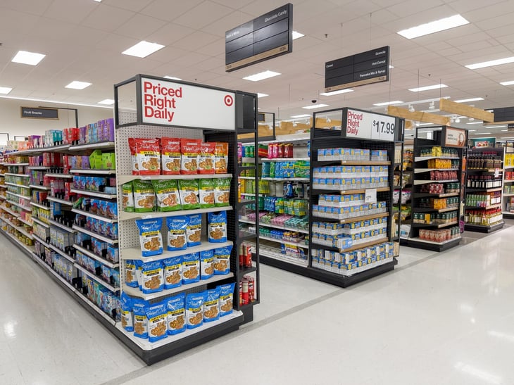 Grocery department aisles at a Target store