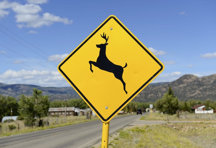 r crossing warning sign on the road.
